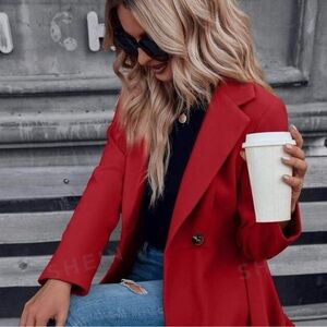 Double Button Belted Tweed Overcoat